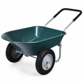 2 Tire Wheelbarrow with Pneumatic Tires 150KG-Green