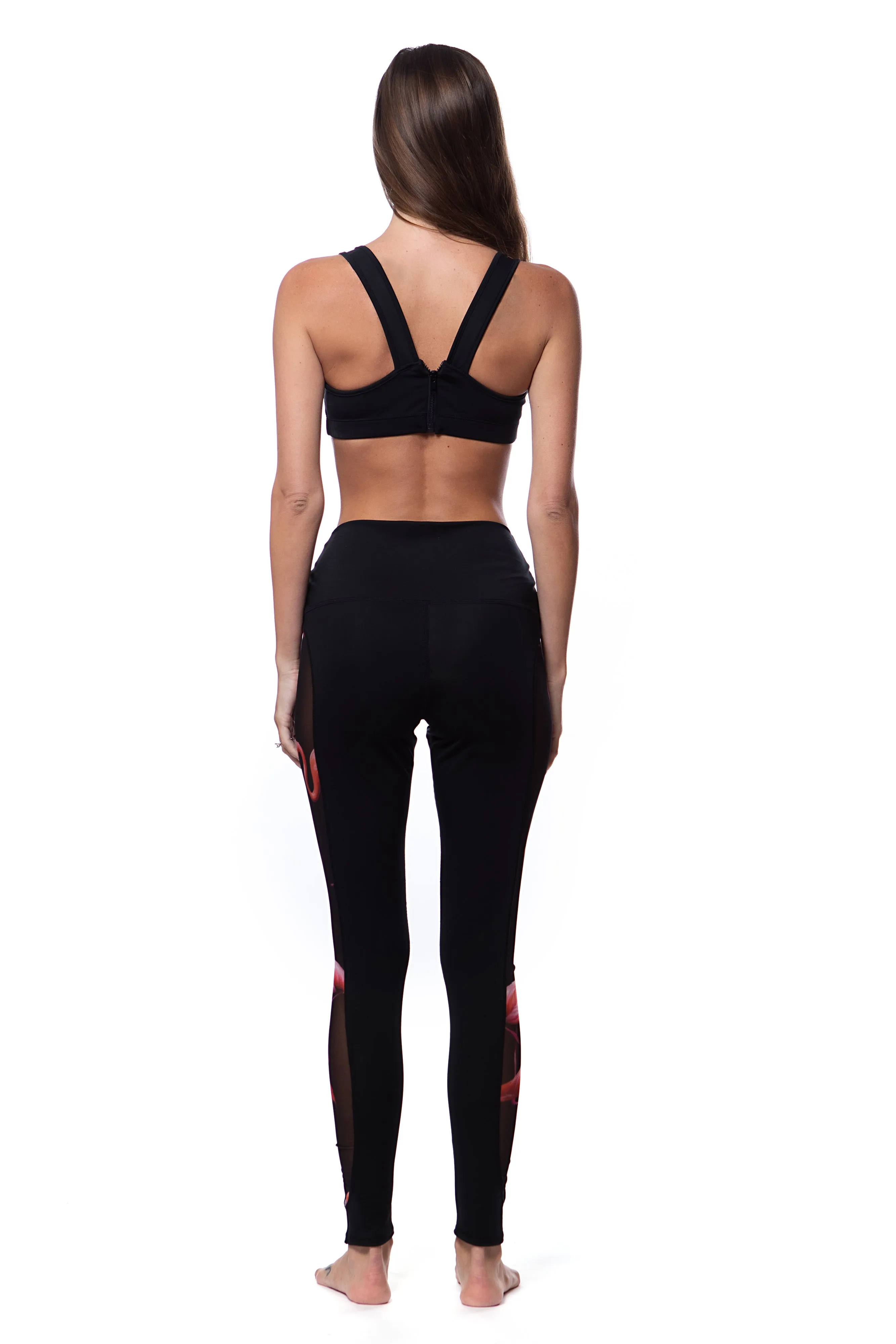 Active Legging with Flamingo Black Mesh