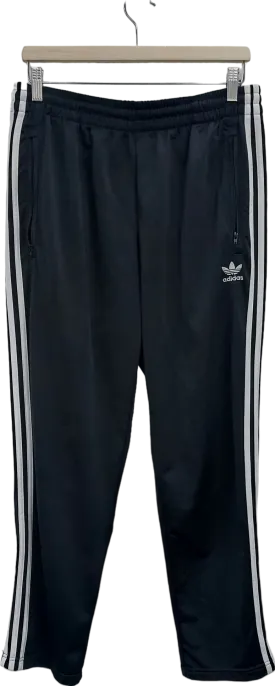 adidas Black Three Stripe Joggers UK L