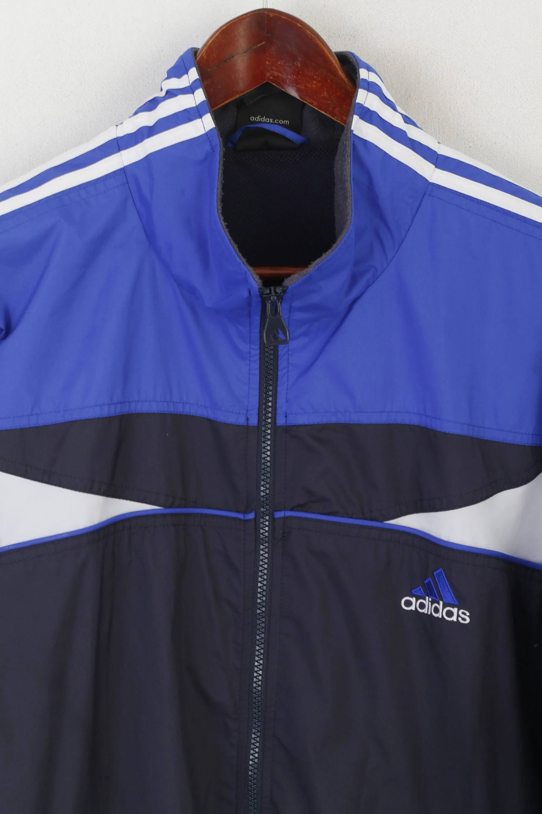 Adidas Men 198 XXL Jacket Blue Vintage Bomber Full Zipper Activewear Sport Top