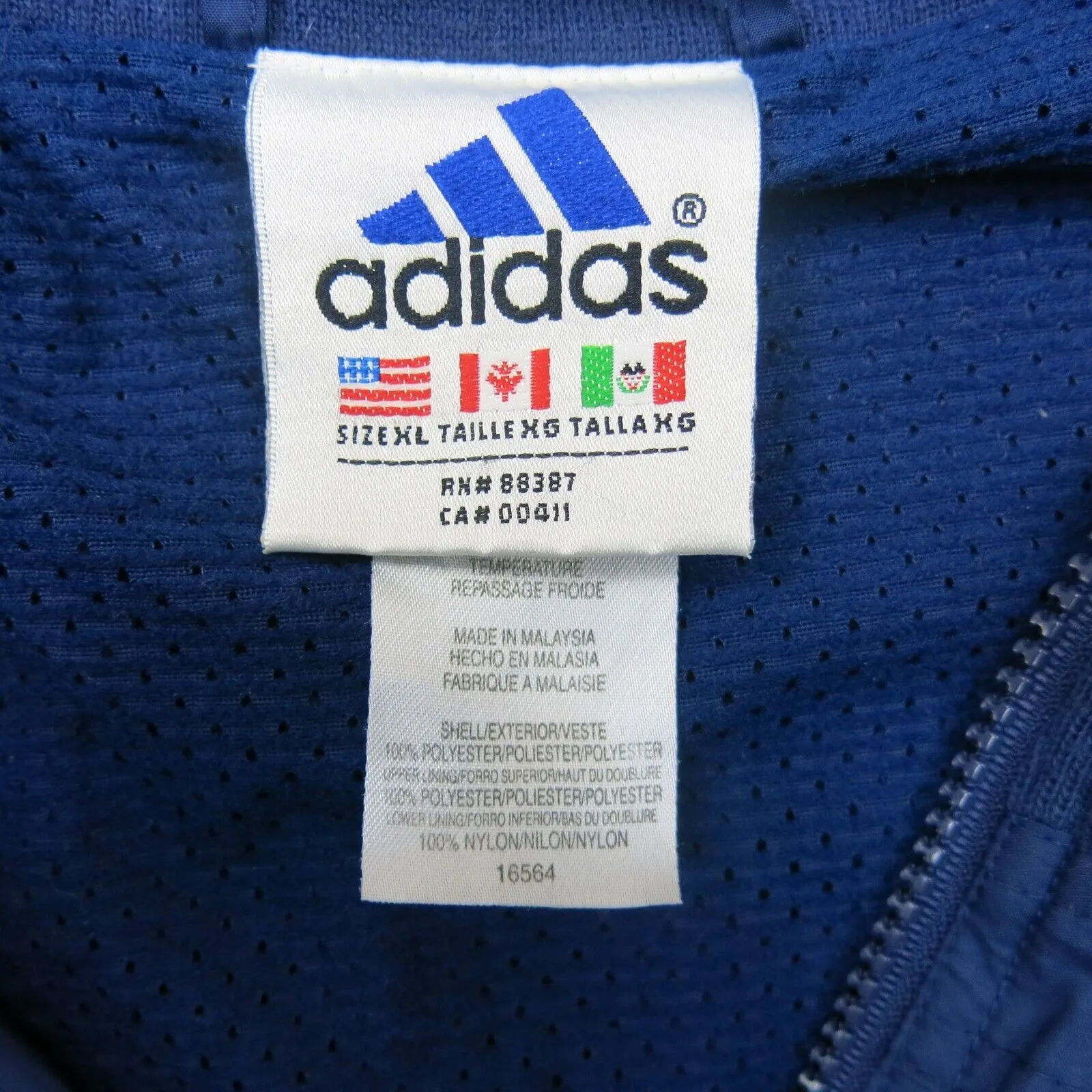 Adidas Mens Activewear Jacket Full Zip Up Long Sleeve Zip Pocket Blue Size XL