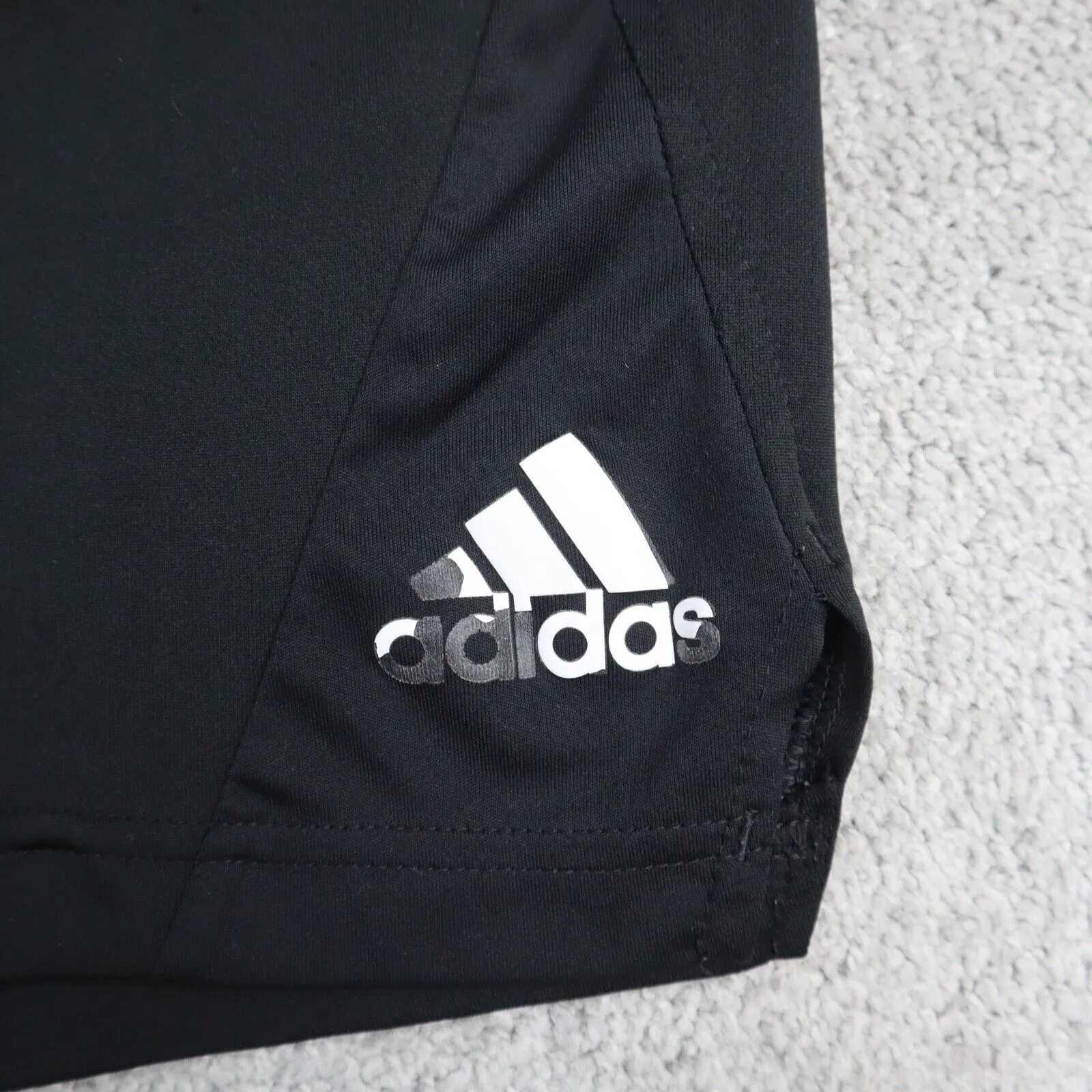 Adidas Mens Activewear Running Shorts Elastic Waist Slit Hem Black Size Medium