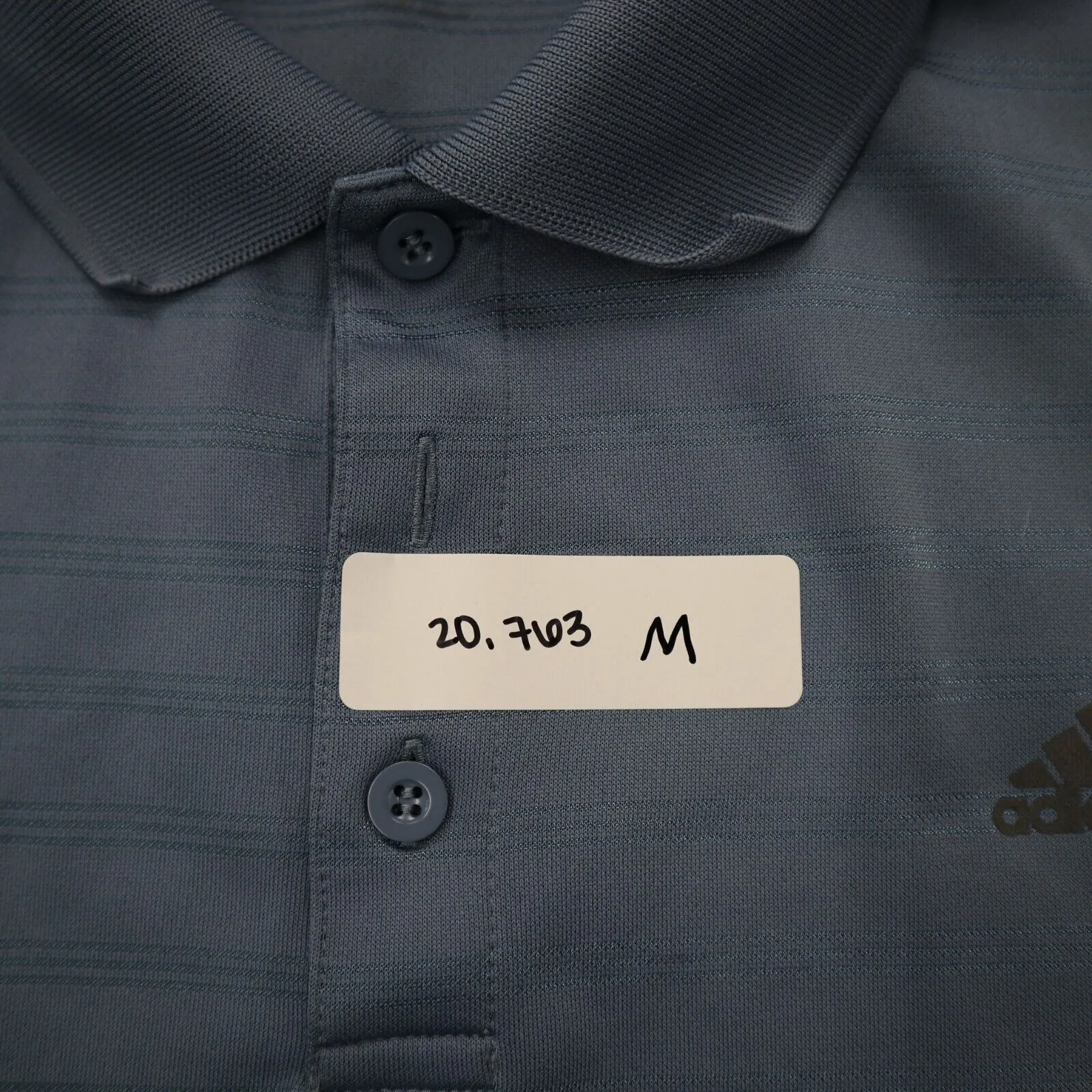 Adidas Mens Polo Shirt Sports Short Sleeve Collar Button Stripe Gray Size XL