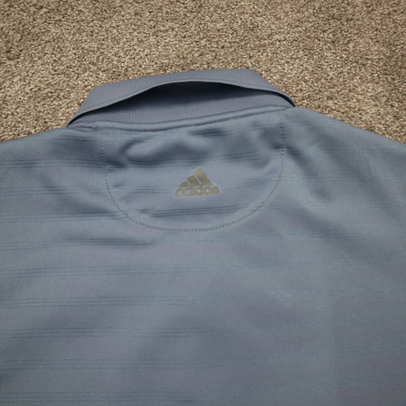 Adidas Mens Polo Shirt Sports Short Sleeve Collar Button Stripe Gray Size XL