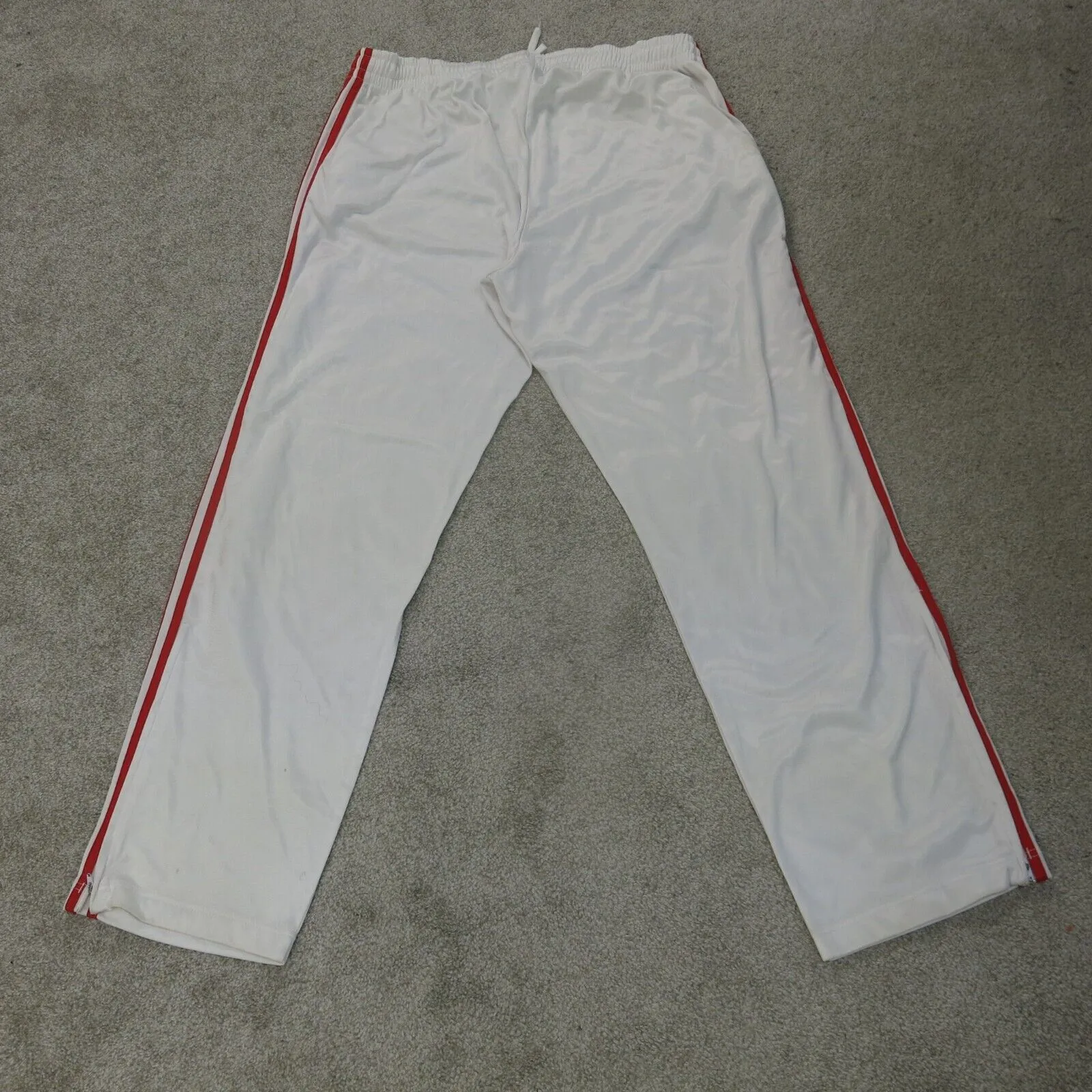 Adidas Pants Mens 2XL White Activewear Track Pant Elastic Waist 3 Stripes Logo