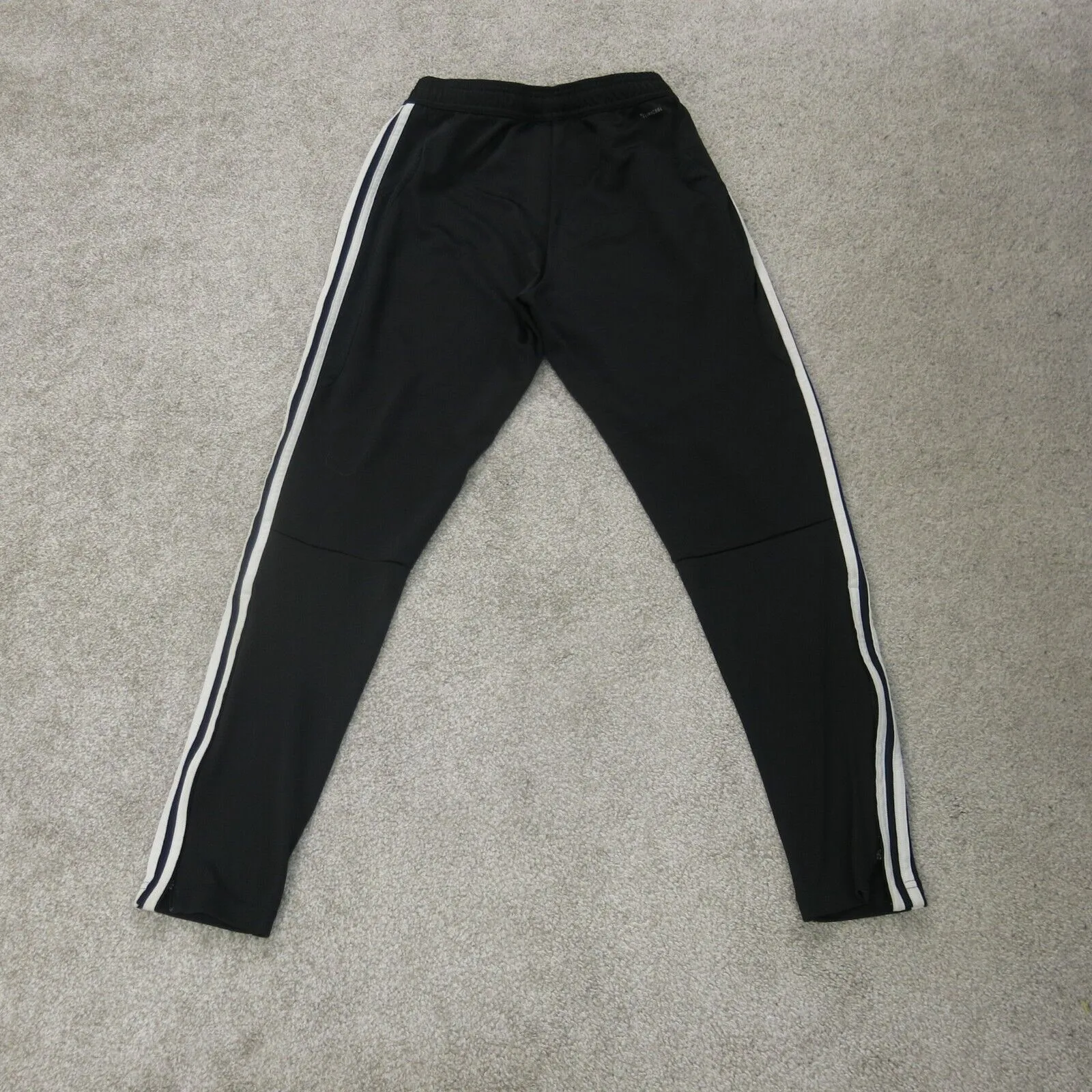 Adidas Pants Mens Small Black Activewear Track Pant Elastic Waist 3 Stripes Logo