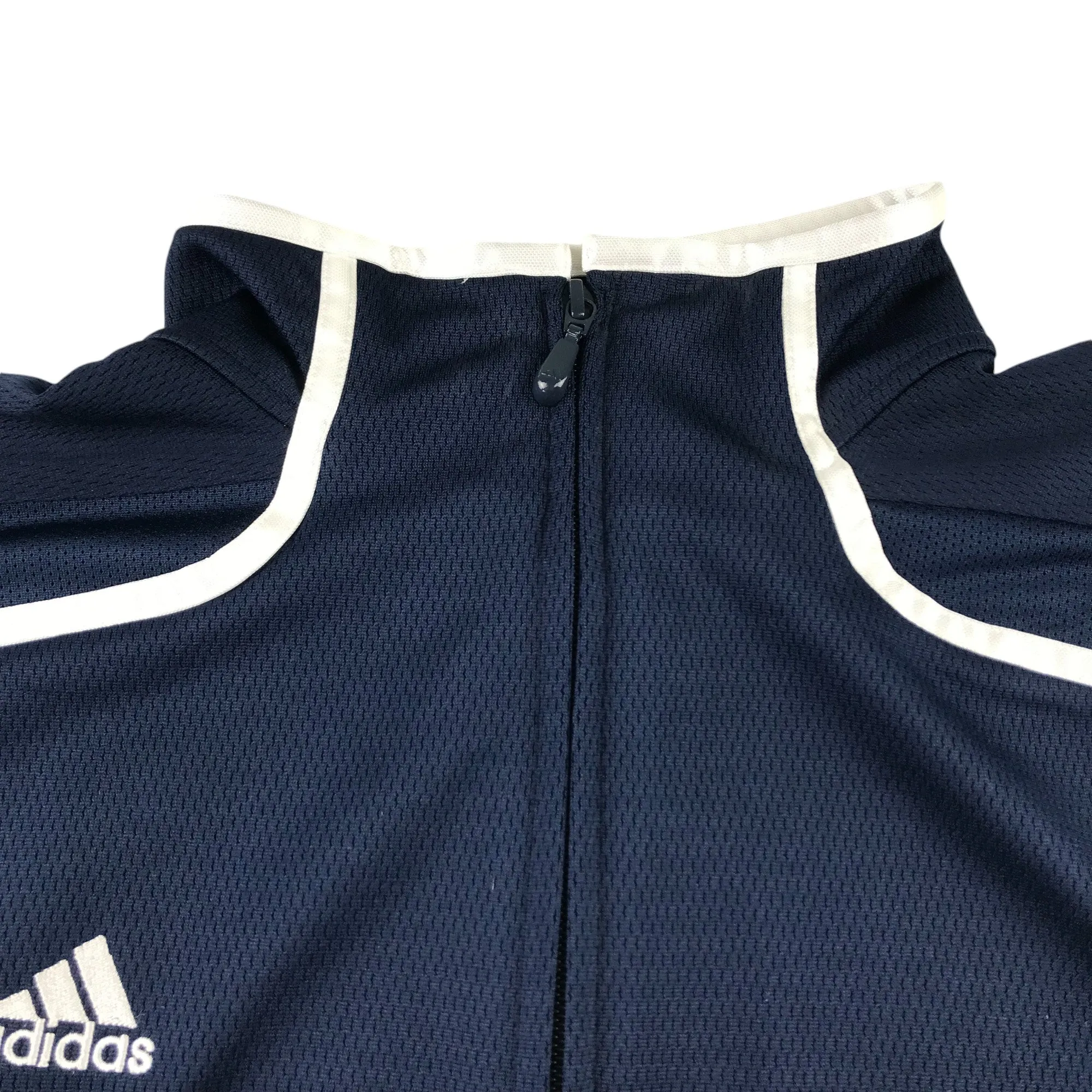 Adidas sport sweater men size L navy and white panelled long sleeve full zipper