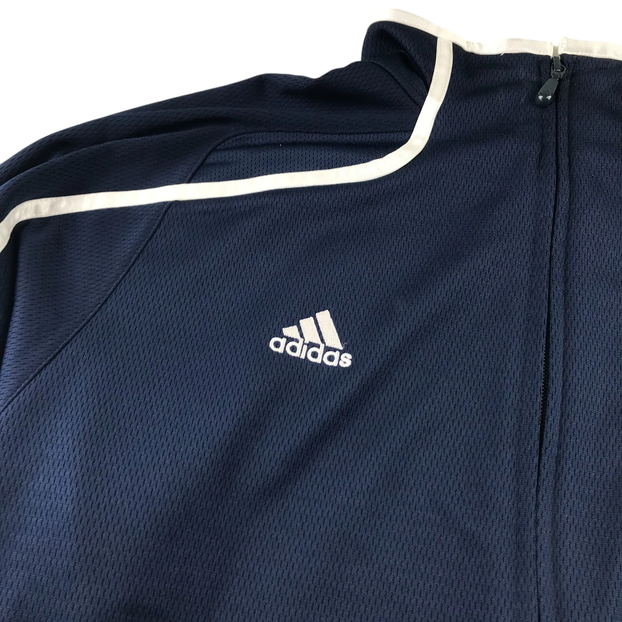 Adidas sport sweater men size L navy and white panelled long sleeve full zipper