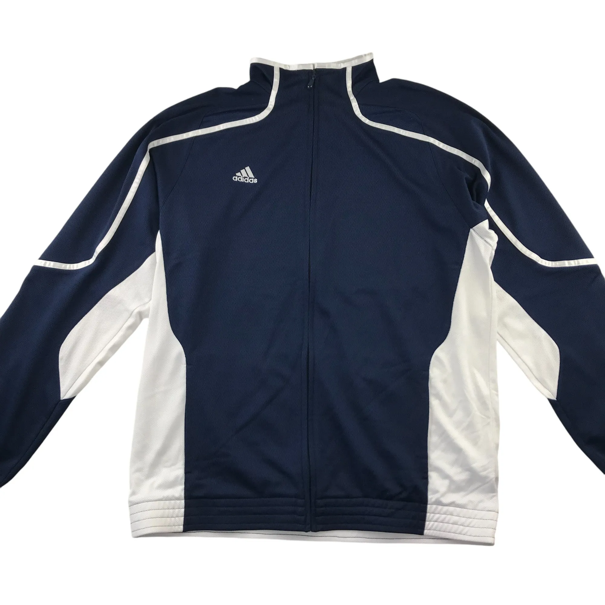 Adidas sport sweater men size L navy and white panelled long sleeve full zipper