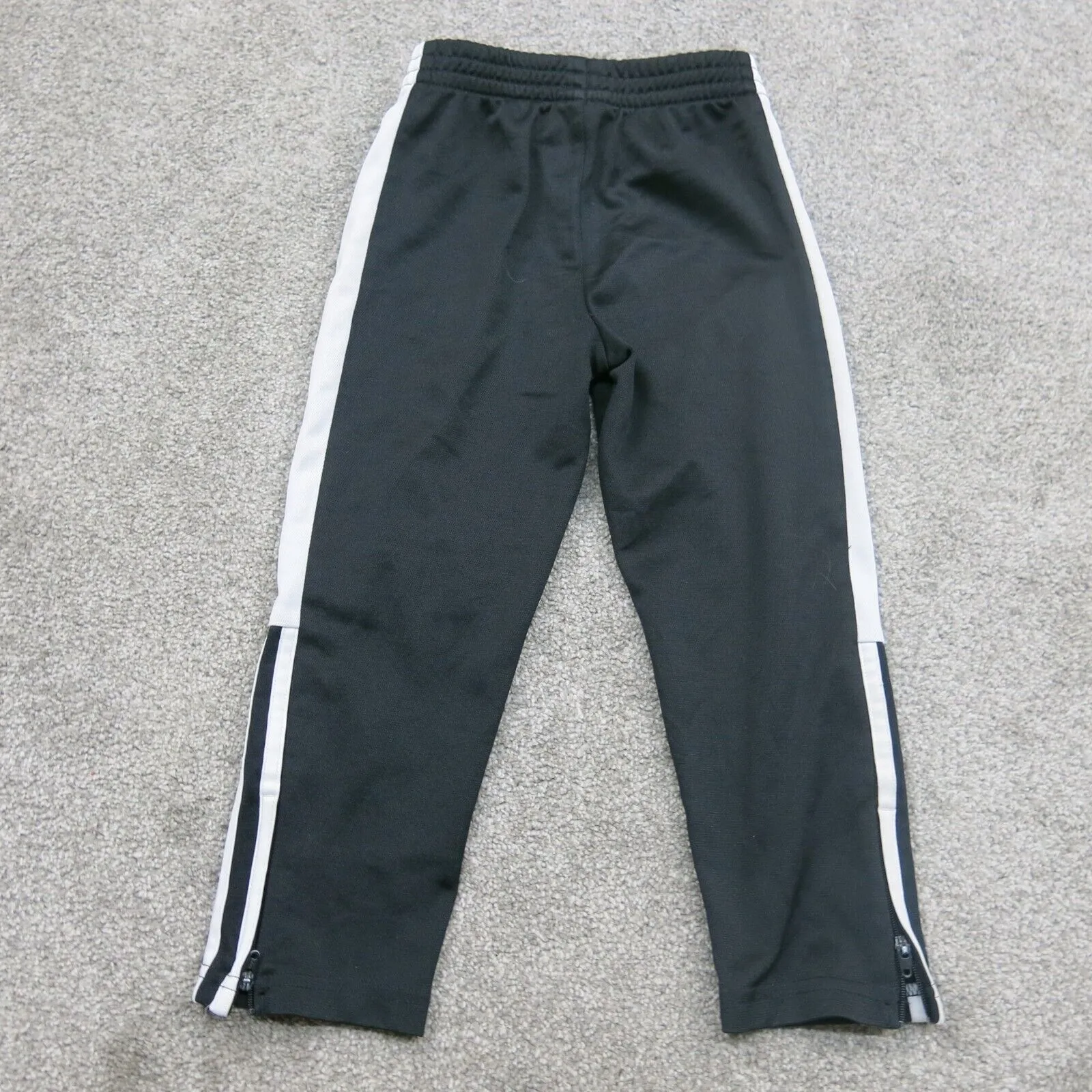 Adidas Track Pants Boys Size 4 Years Black Cream Striped Activewear Logo Pants