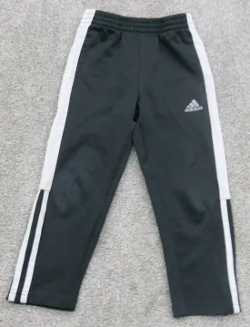 Adidas Track Pants Boys Size 4 Years Black Cream Striped Activewear Logo Pants