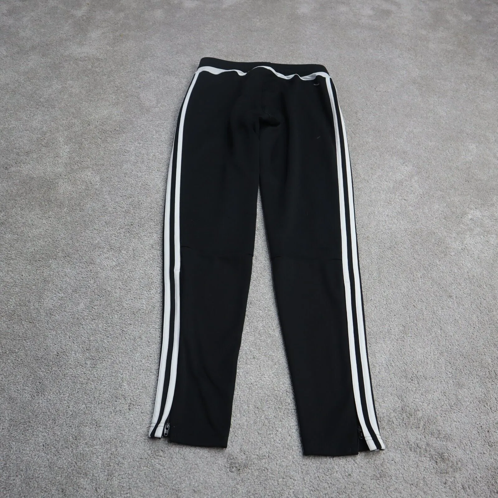 Adidas Women Activewear Track Pant Mid Rise 3 Stripes Elastic Waist Black Size S