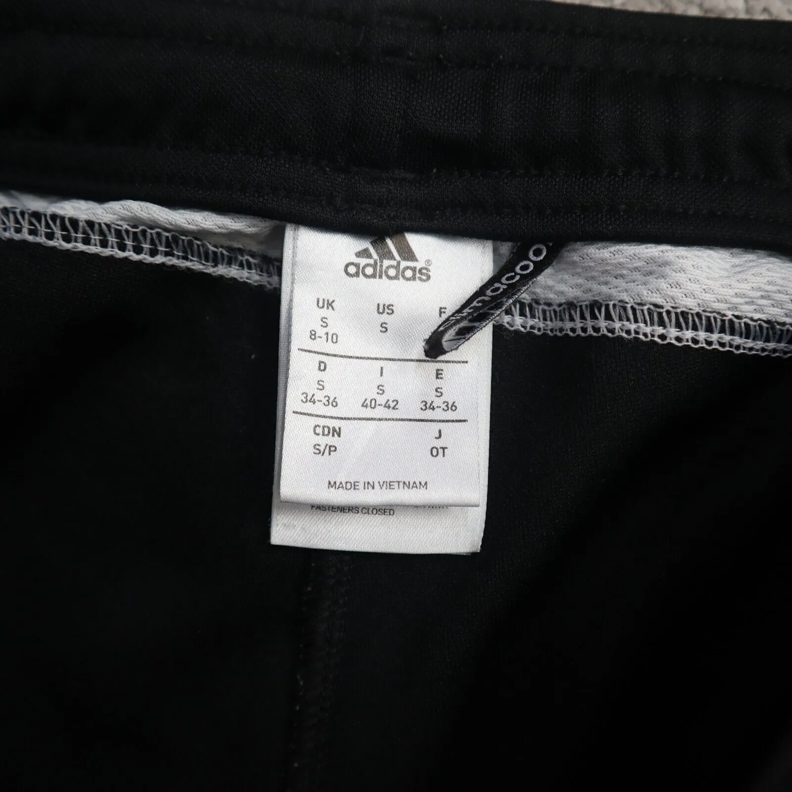 Adidas Women Activewear Track Pant Mid Rise 3 Stripes Elastic Waist Black Size S