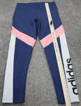 Adidas Womens Activewear Athletics CLIMALITE Pants Mid Rise Blue Pink Size M