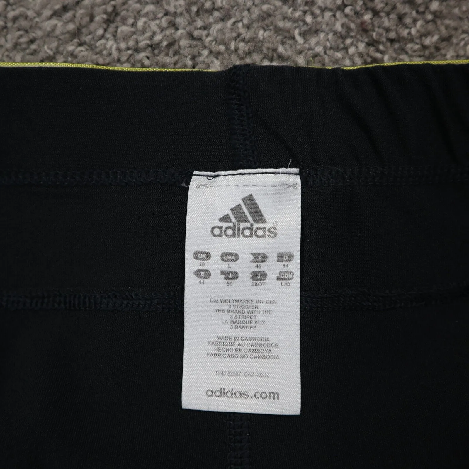 Adidas Womens Activewear Cropped Pants Elastic Waist Logo Black Size Large