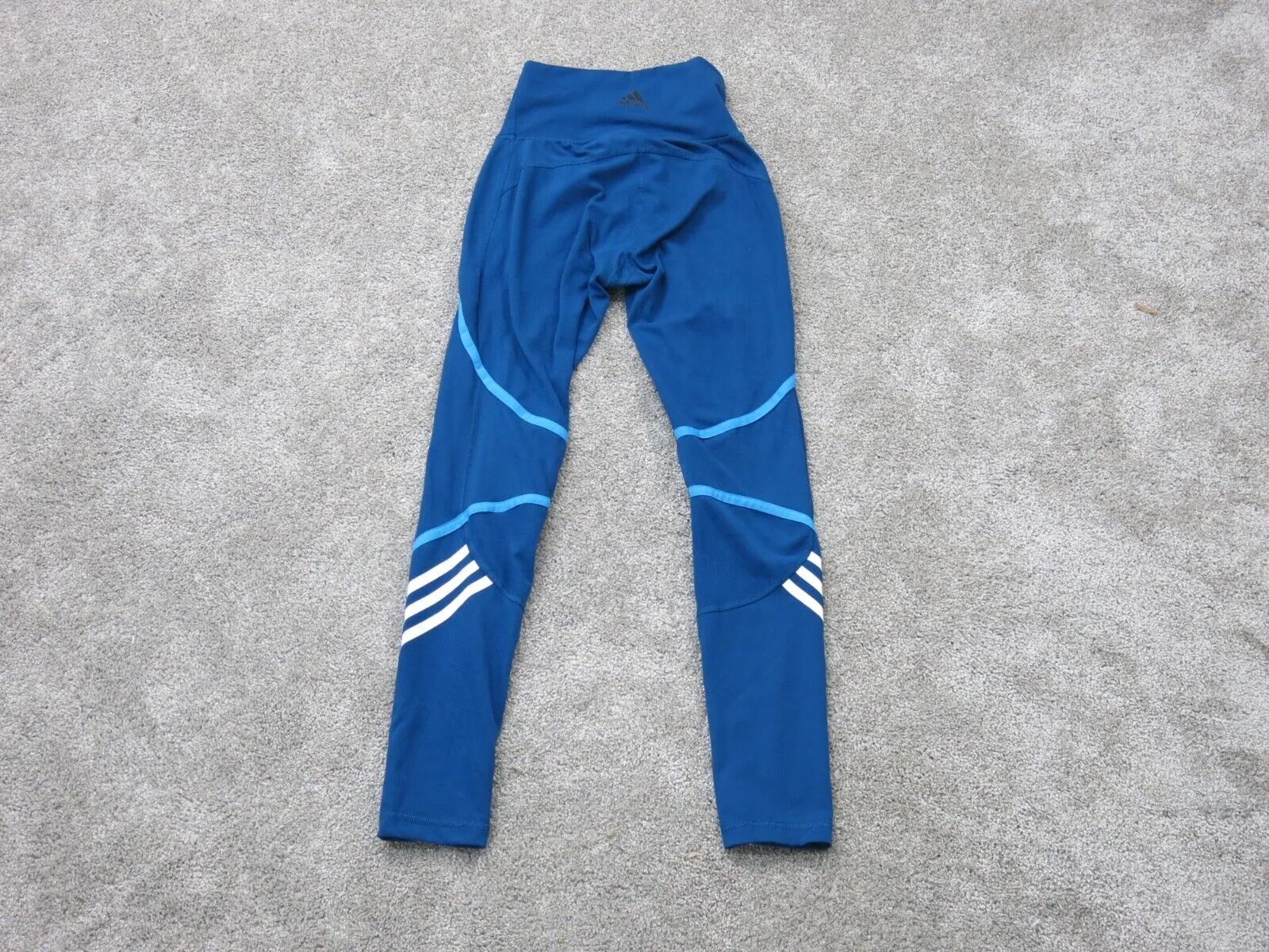 Adidas Womens Activewear Legging Hight Waist Blue White Striped Size XS