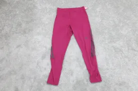 Adidas Womens Activewear Leggings Pant Elastic Waist Mid Rise 3 Stripe Pink Sz S