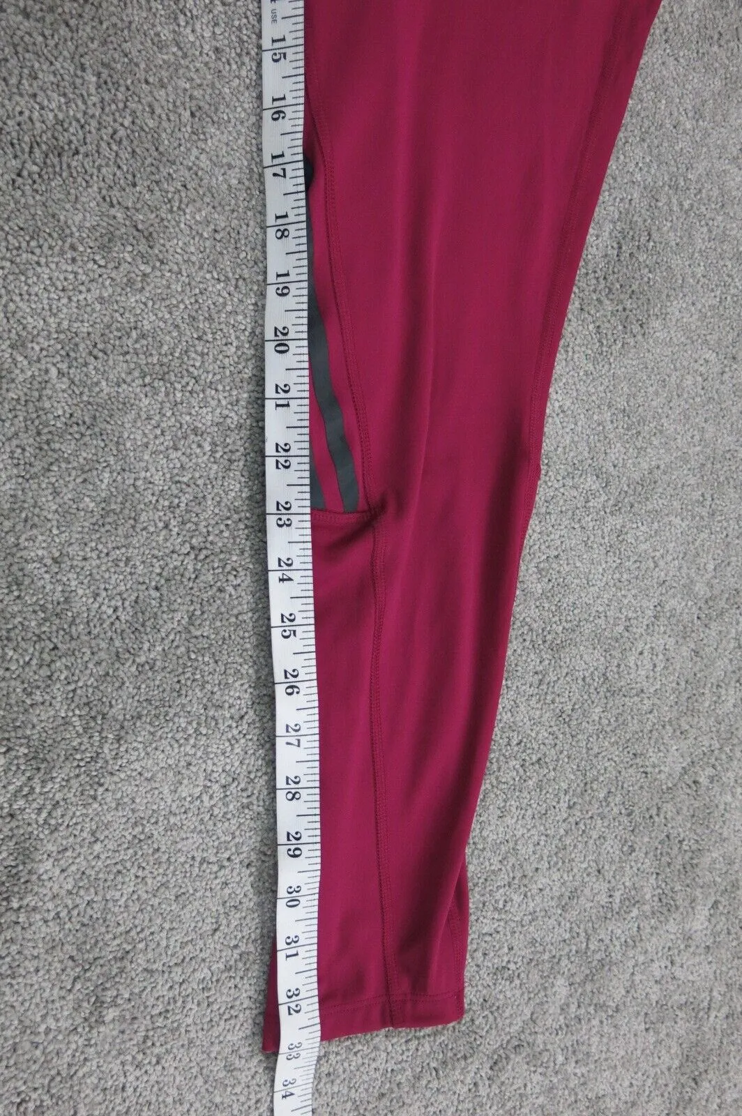 Adidas Womens Activewear Leggings Pant Elastic Waist Mid Rise 3 Stripe Pink Sz S