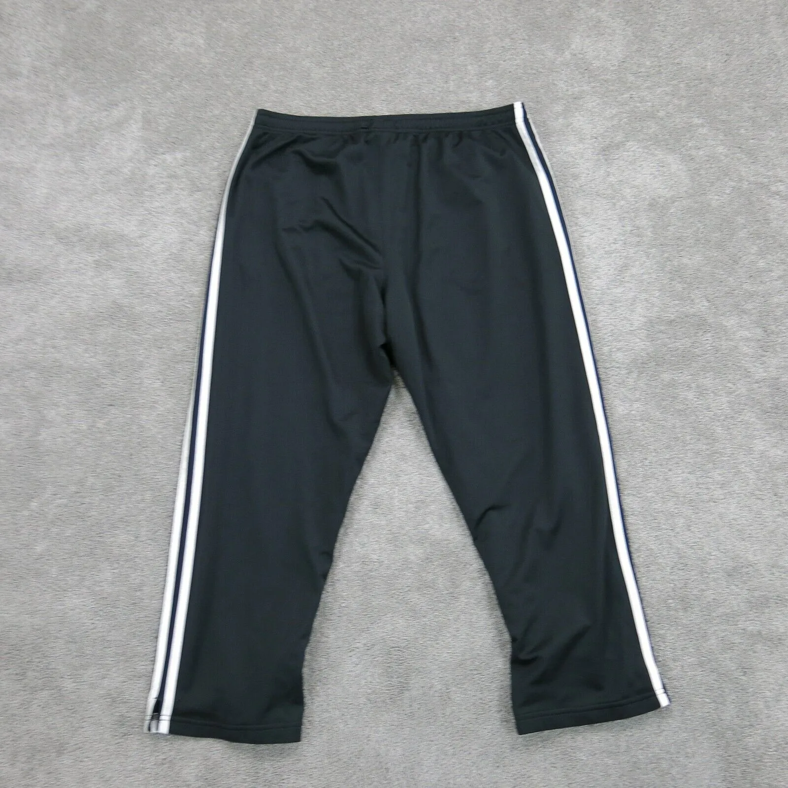 Adidas Womens Activewear Pant Drawstring Waist 3 Stripes Logo Black Size Large