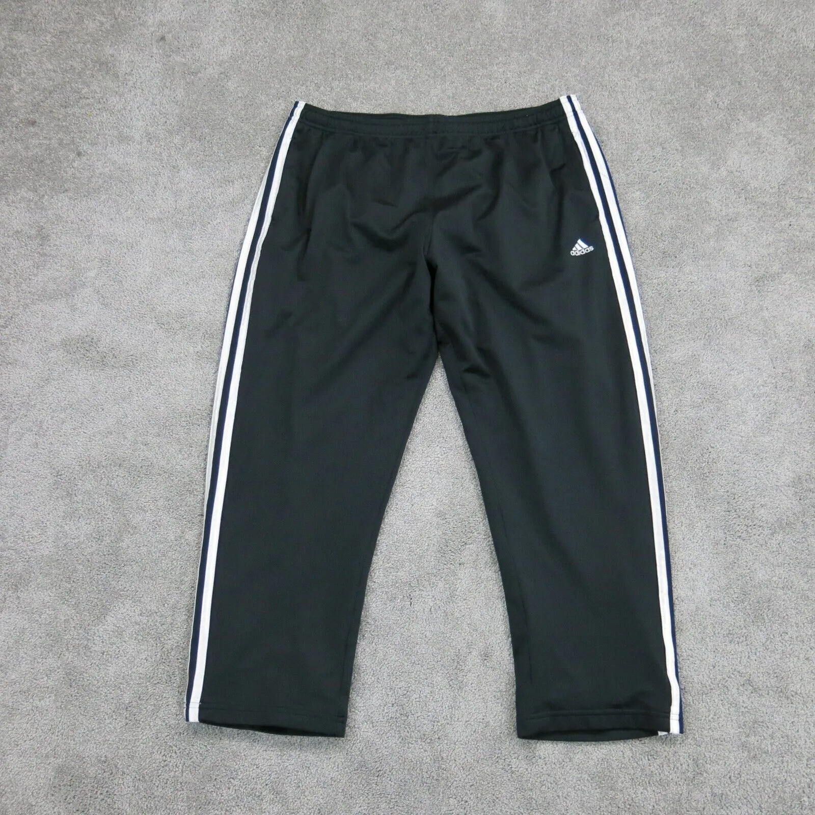 Adidas Womens Activewear Pant Drawstring Waist 3 Stripes Logo Black Size Large