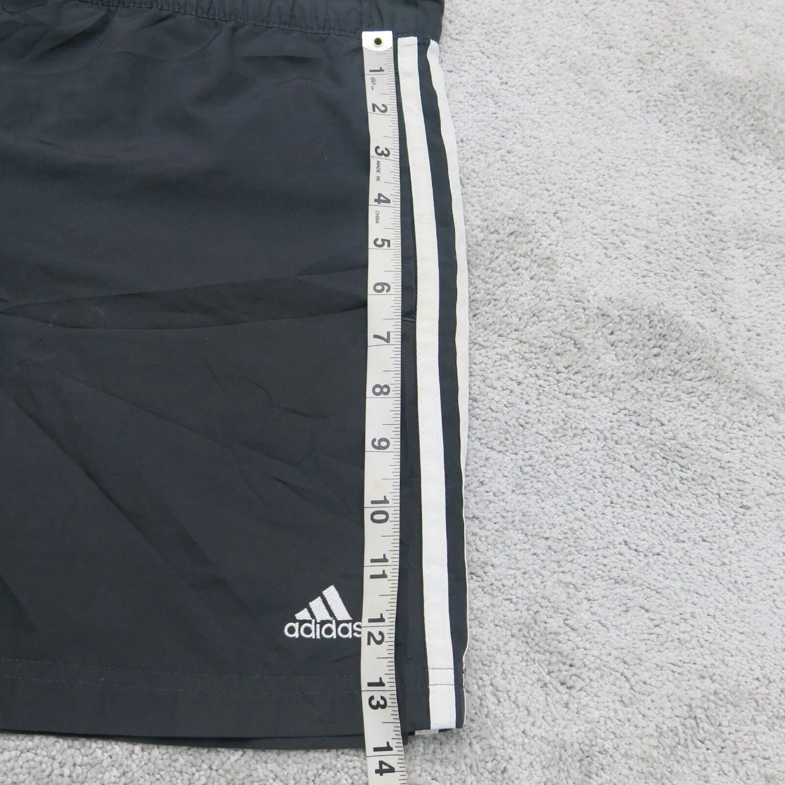 Adidas Womens Activewear  Running Shorts Elastic Waist 3 Striped Logo Black SZ M