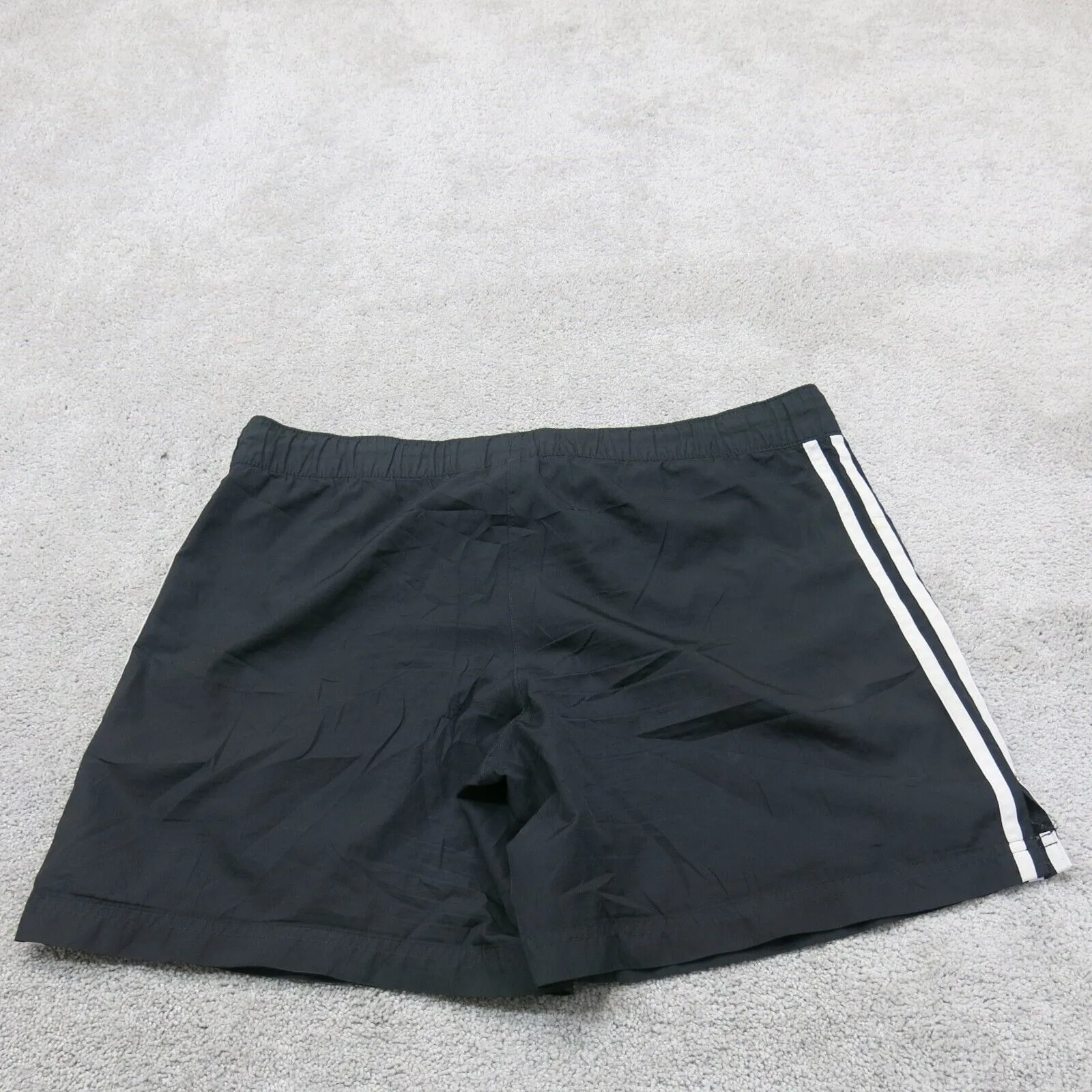 Adidas Womens Activewear  Running Shorts Elastic Waist 3 Striped Logo Black SZ M