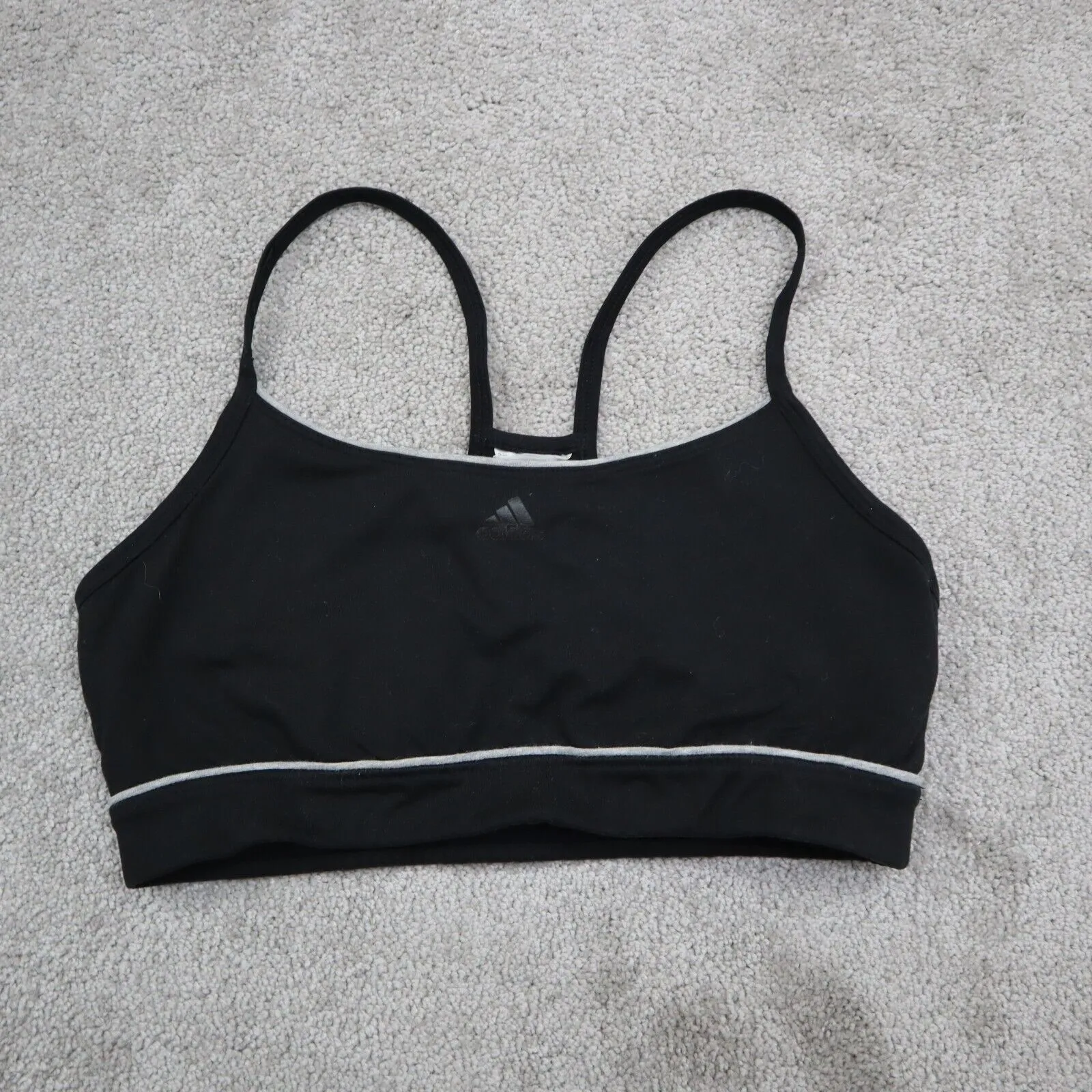 Adidas Womens Activewear Sports Bra Racerback Climalite Logo Black Size 12 X 11