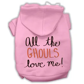 All The Ghouls Screenprint Dog Hoodie Light Pink Xs (8)