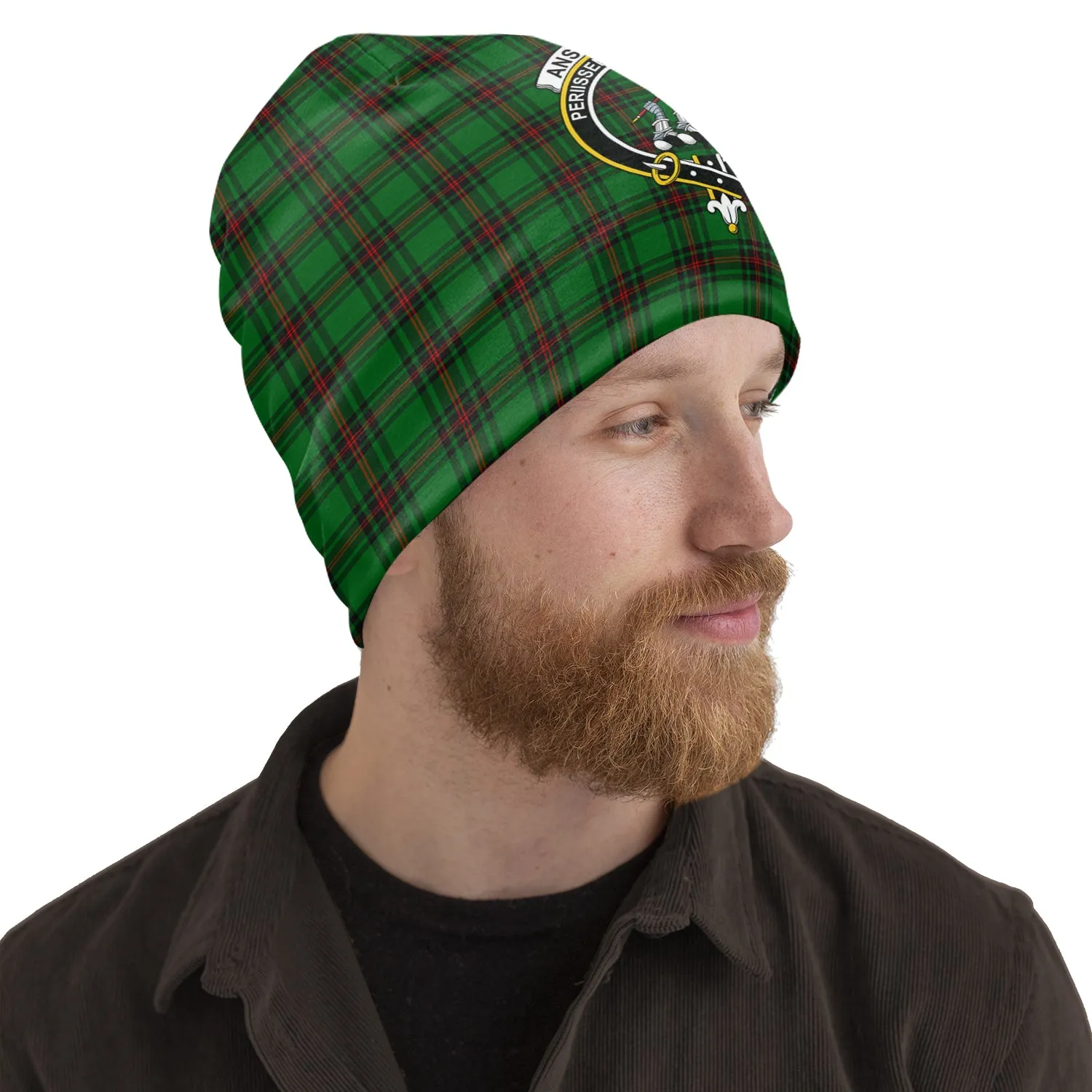 Anstruther Tartan Beanies Hat with Family Crest