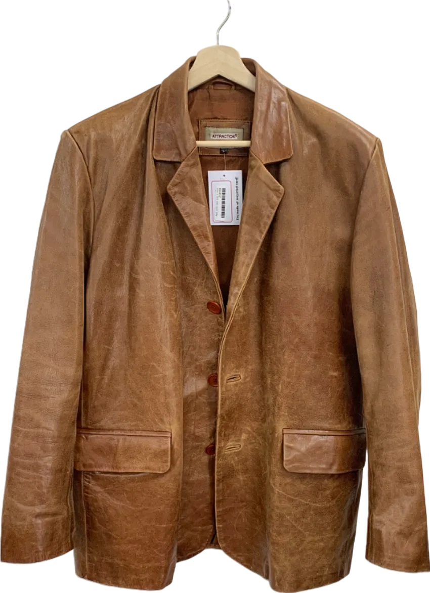 Attraction Brown Leather Blazer UK L