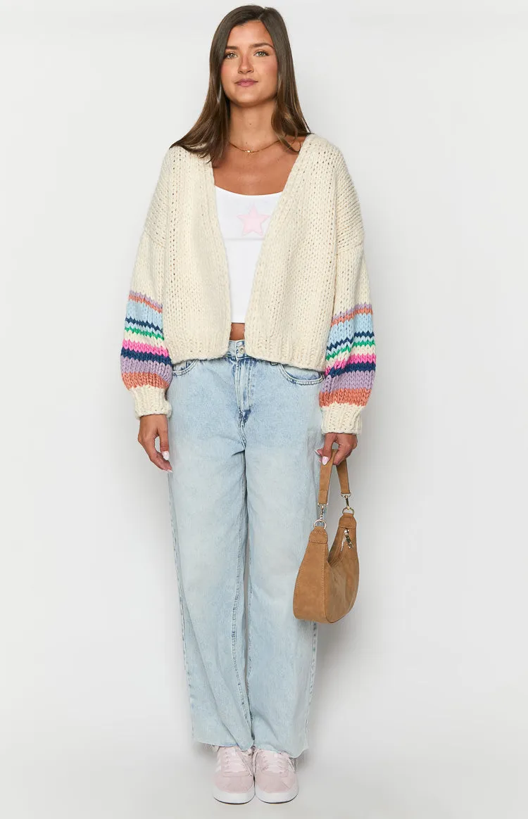 Bad Habits Cream Multi Knit Cardigan