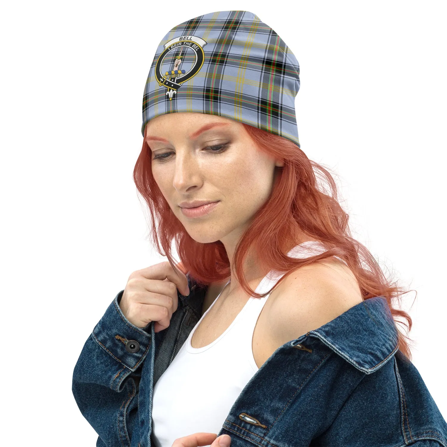 Bell Tartan Beanies Hat with Family Crest