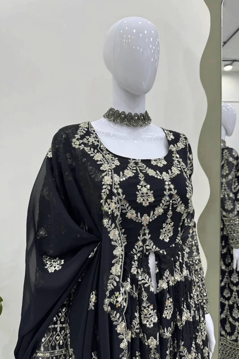 Black Color Indo Western Gowns For Reception