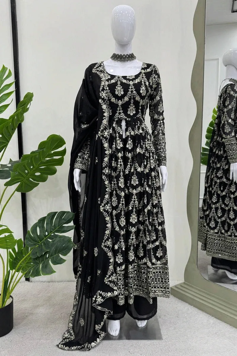 Black Color Indo Western Gowns For Reception