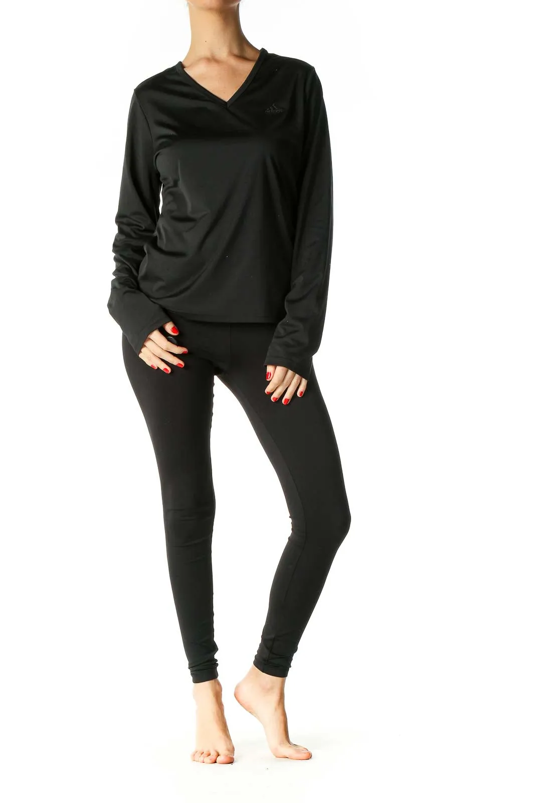 Black Solid Long Sleeve Top