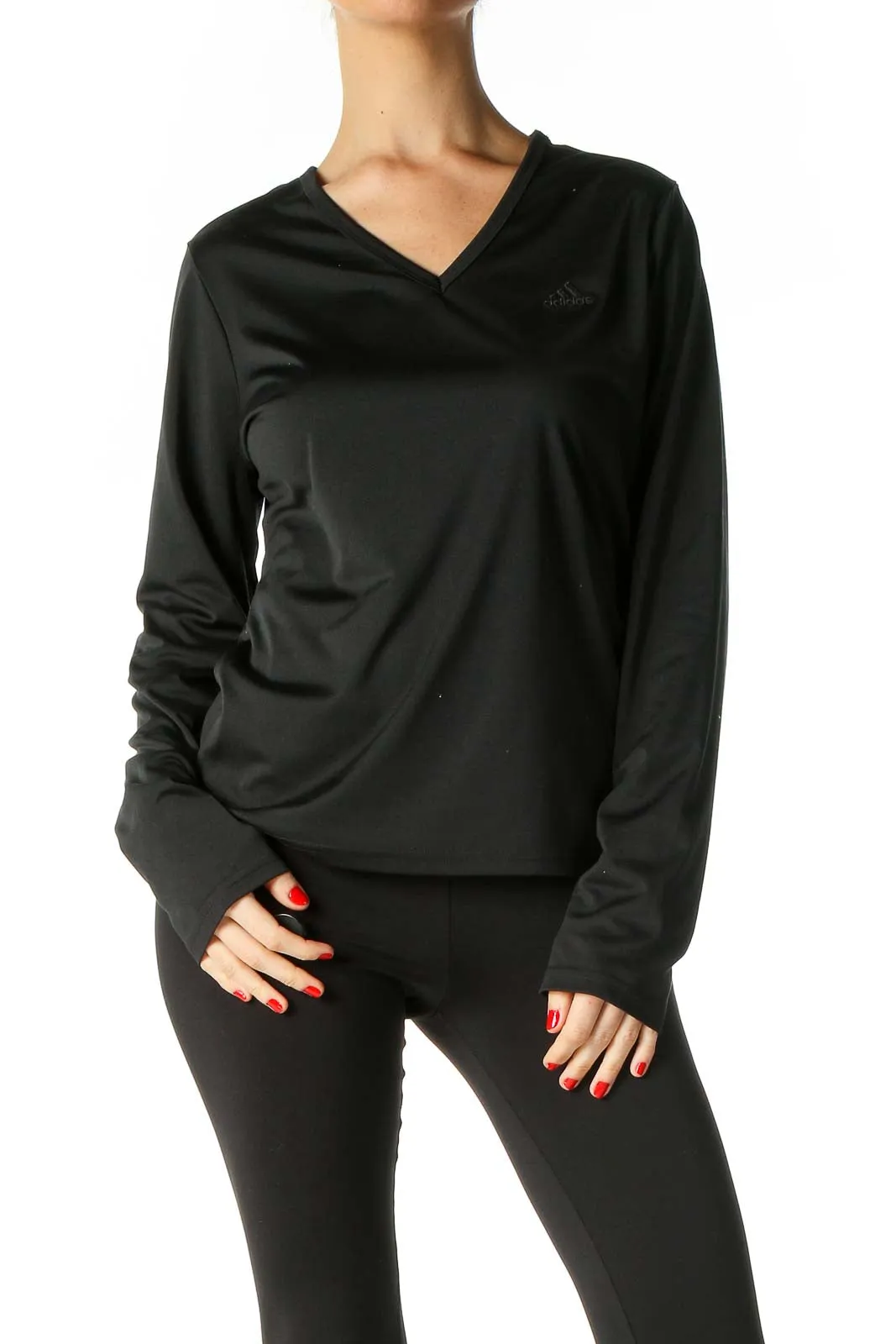 Black Solid Long Sleeve Top