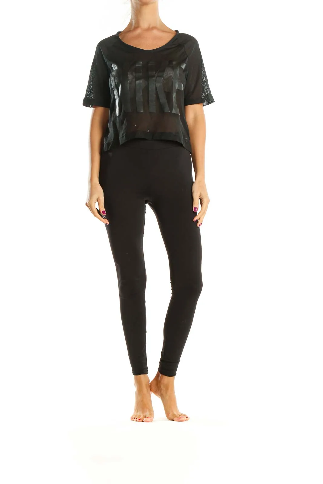 Black Textured Activewear T-Shirt