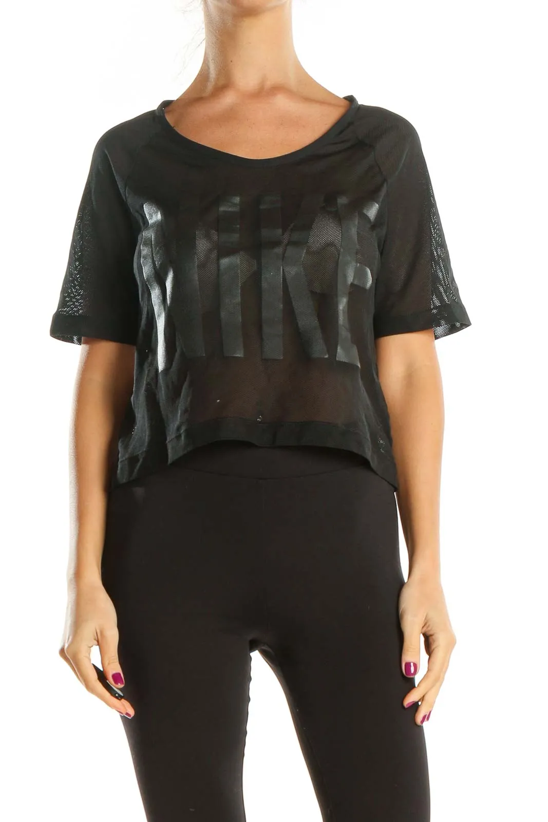 Black Textured Activewear T-Shirt