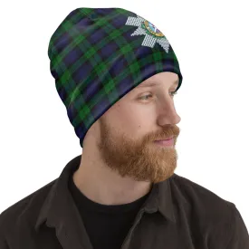 Black Watch Tartan Beanies Hat with Family Crest