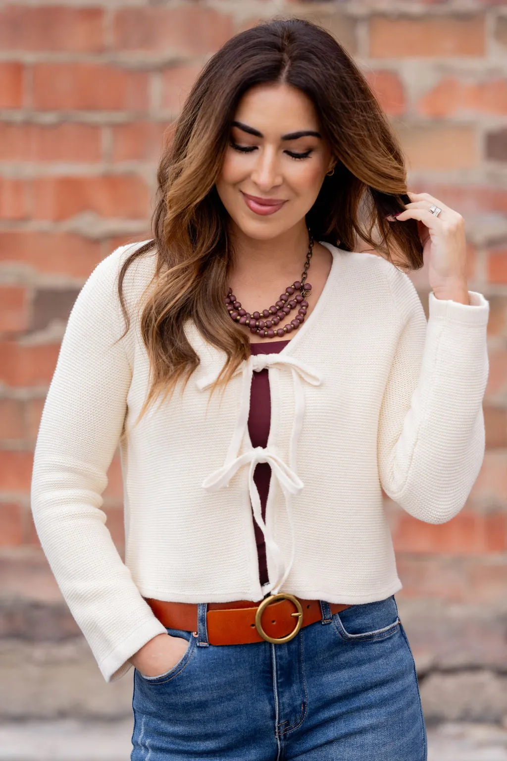 Bow Front Knit Cardigan