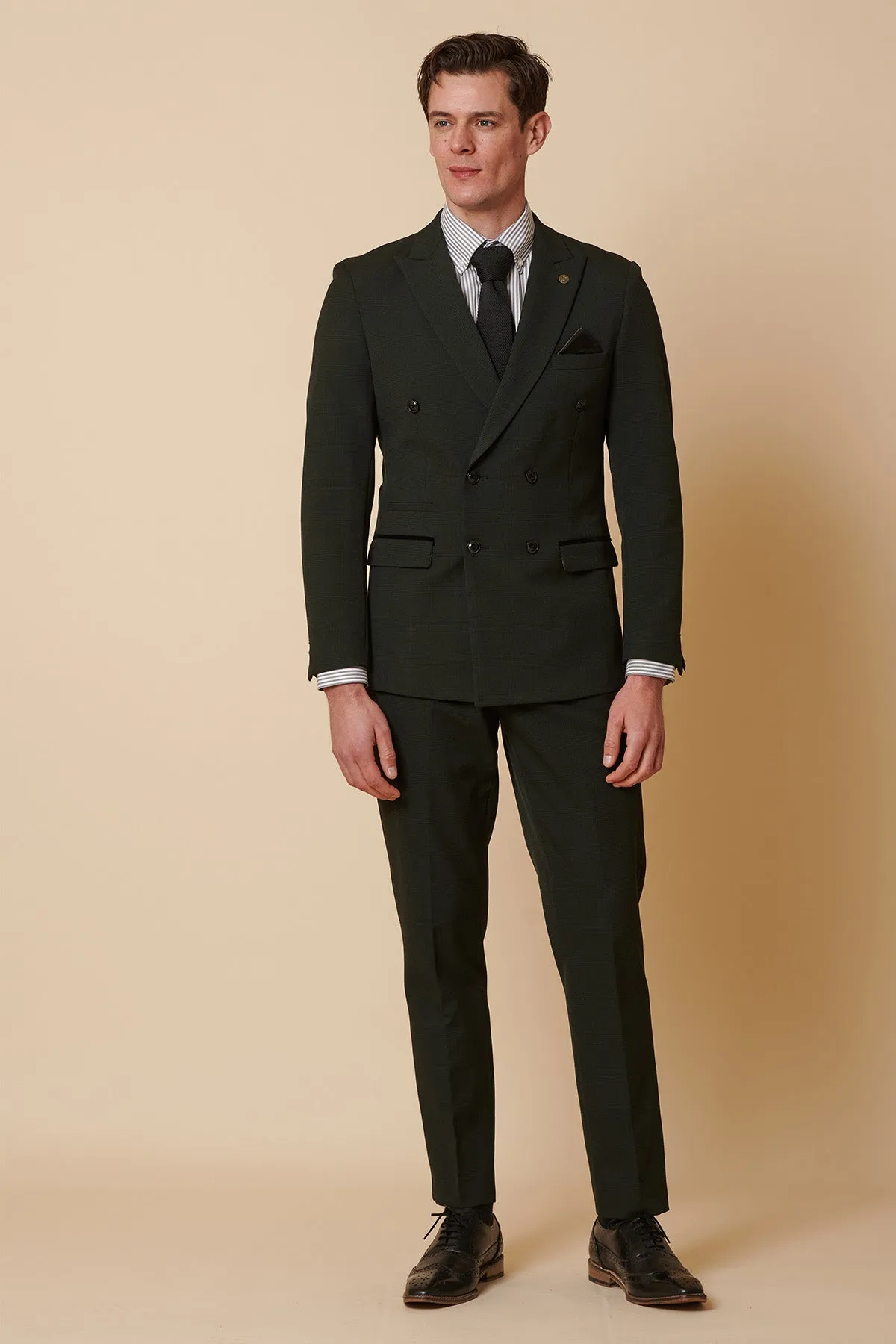 BROMLEY - Olive Green Double Breasted Two Piece Suit