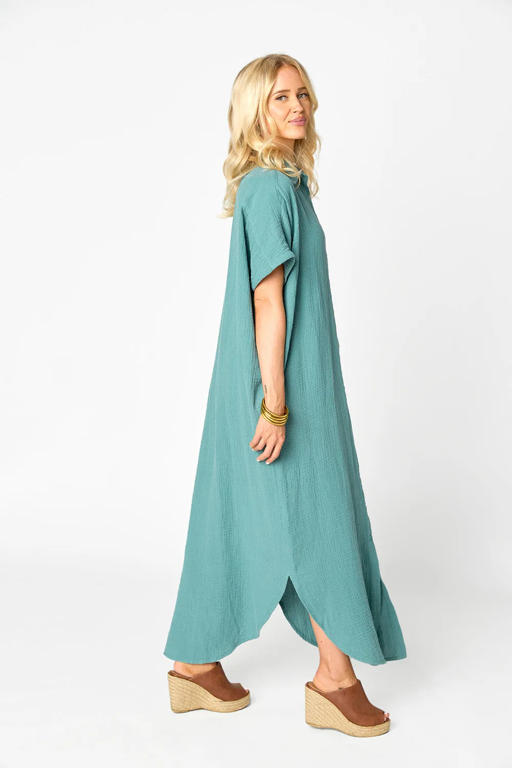 Carmen Cover Up Caftan Maxi Dress - Moss