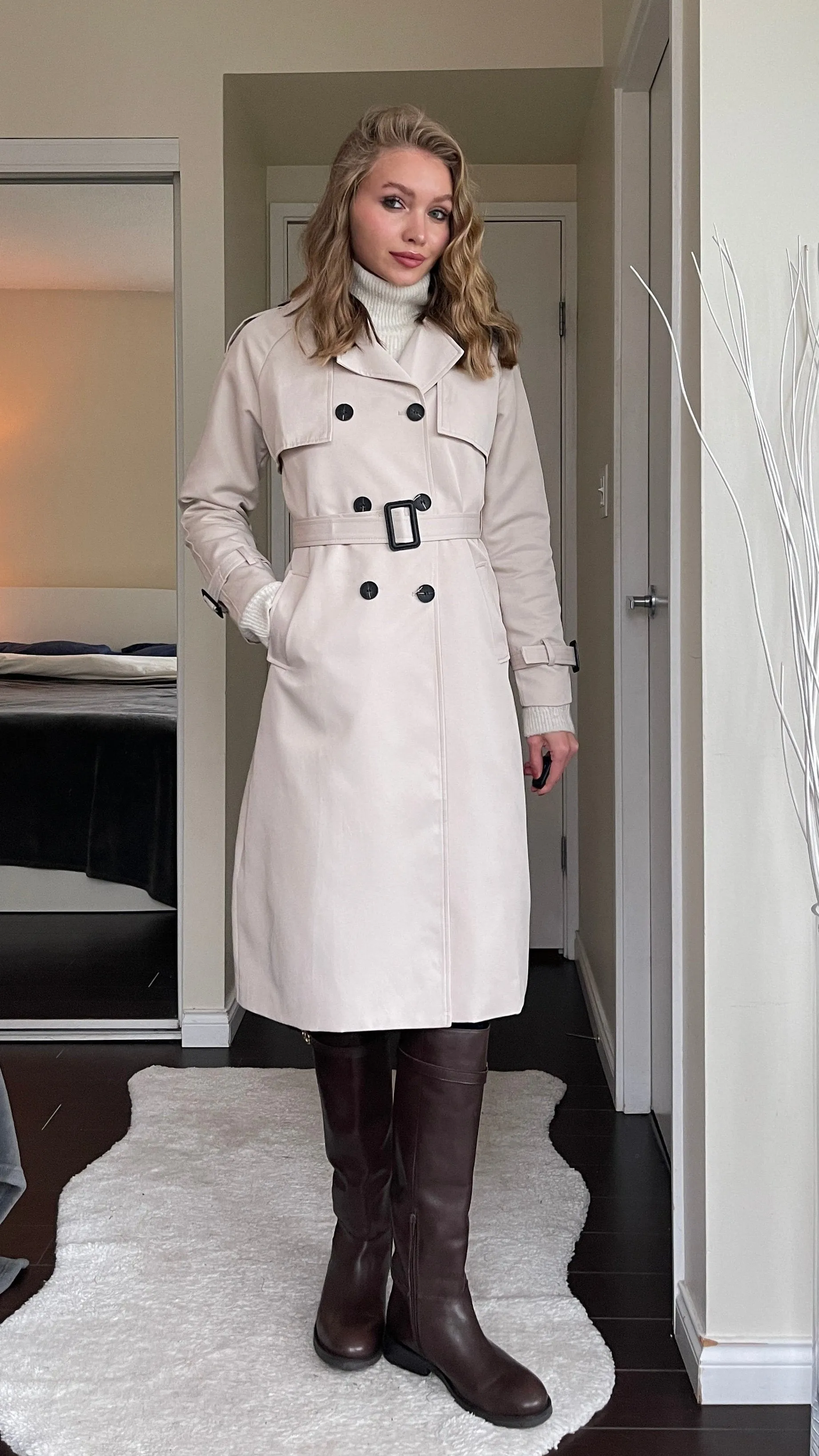 Classic Luxury Trench Coat - Porcelain