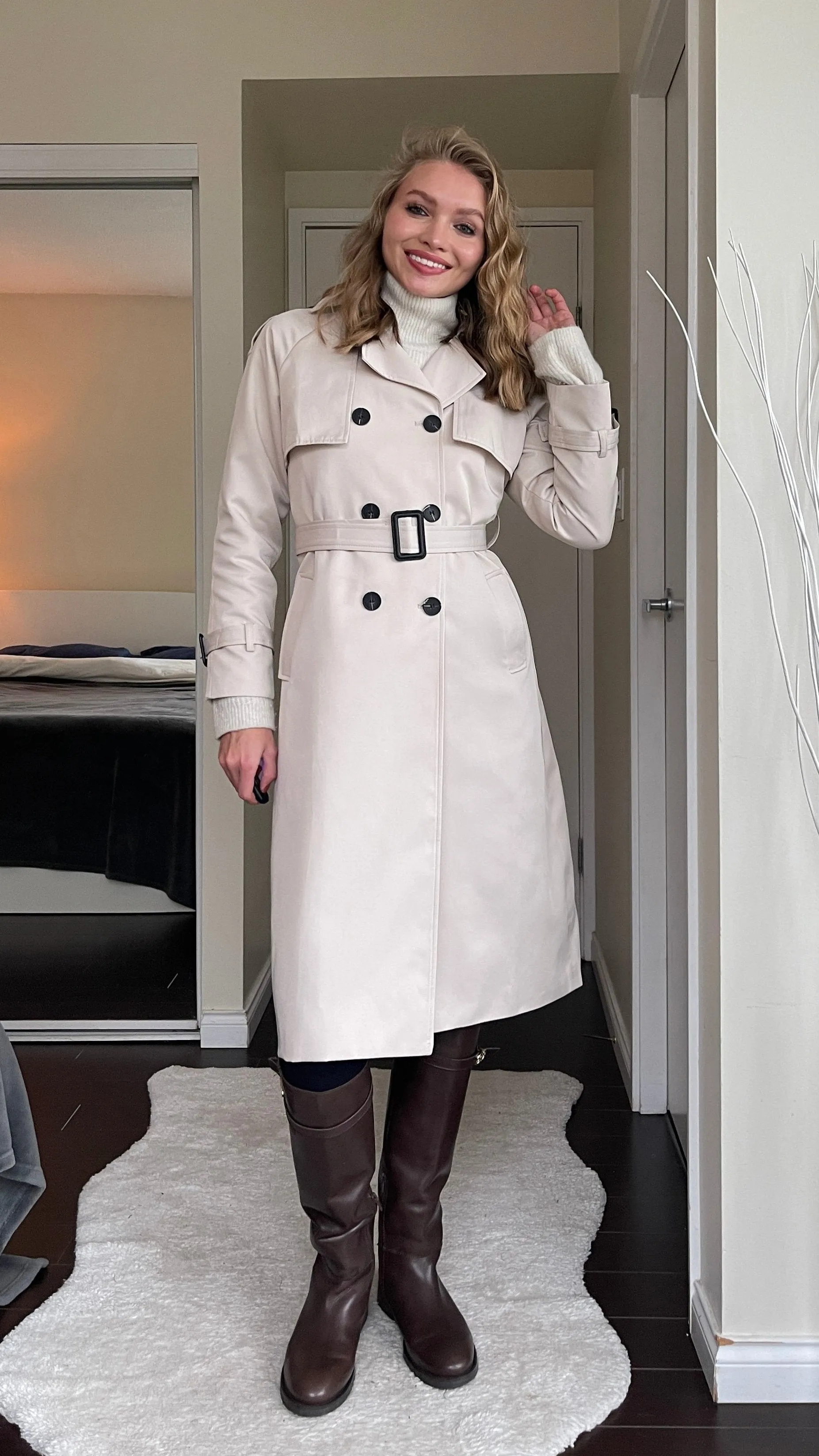 Classic Luxury Trench Coat - Porcelain