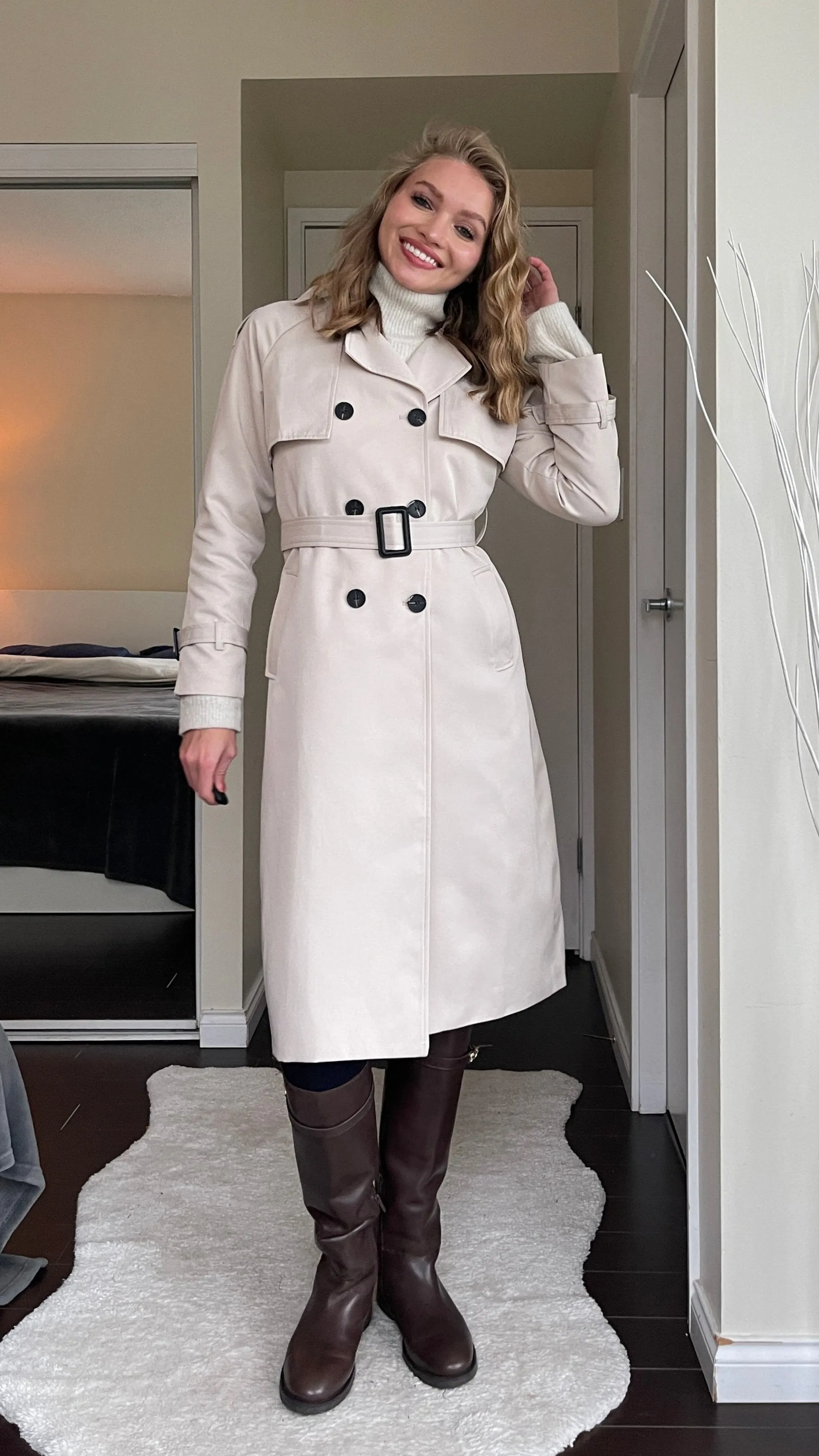 Classic Luxury Trench Coat - Porcelain