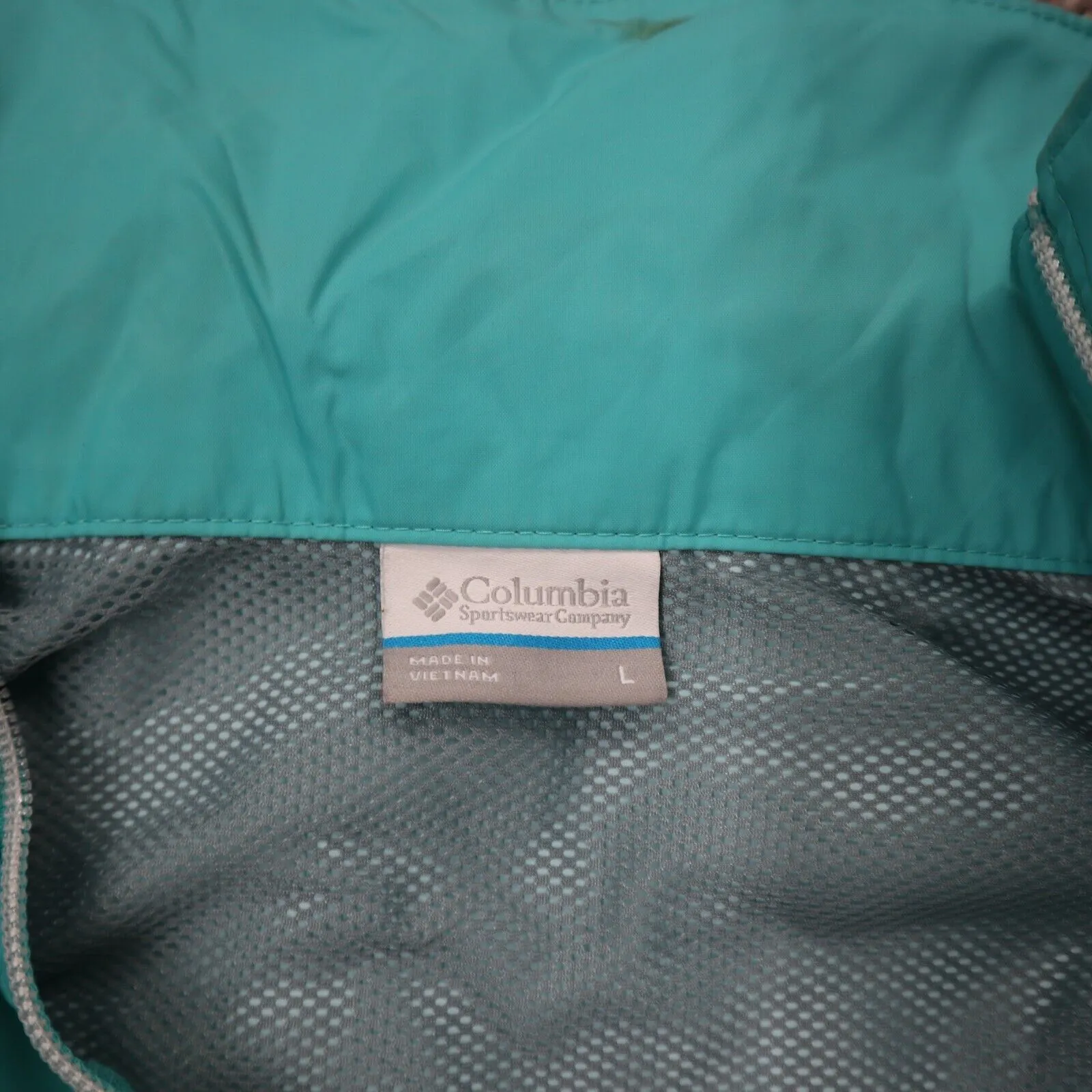 Columbia Sportswear Mens Track Jacket Full Zip Windbreaker Long Sleeve Aqua SZ L