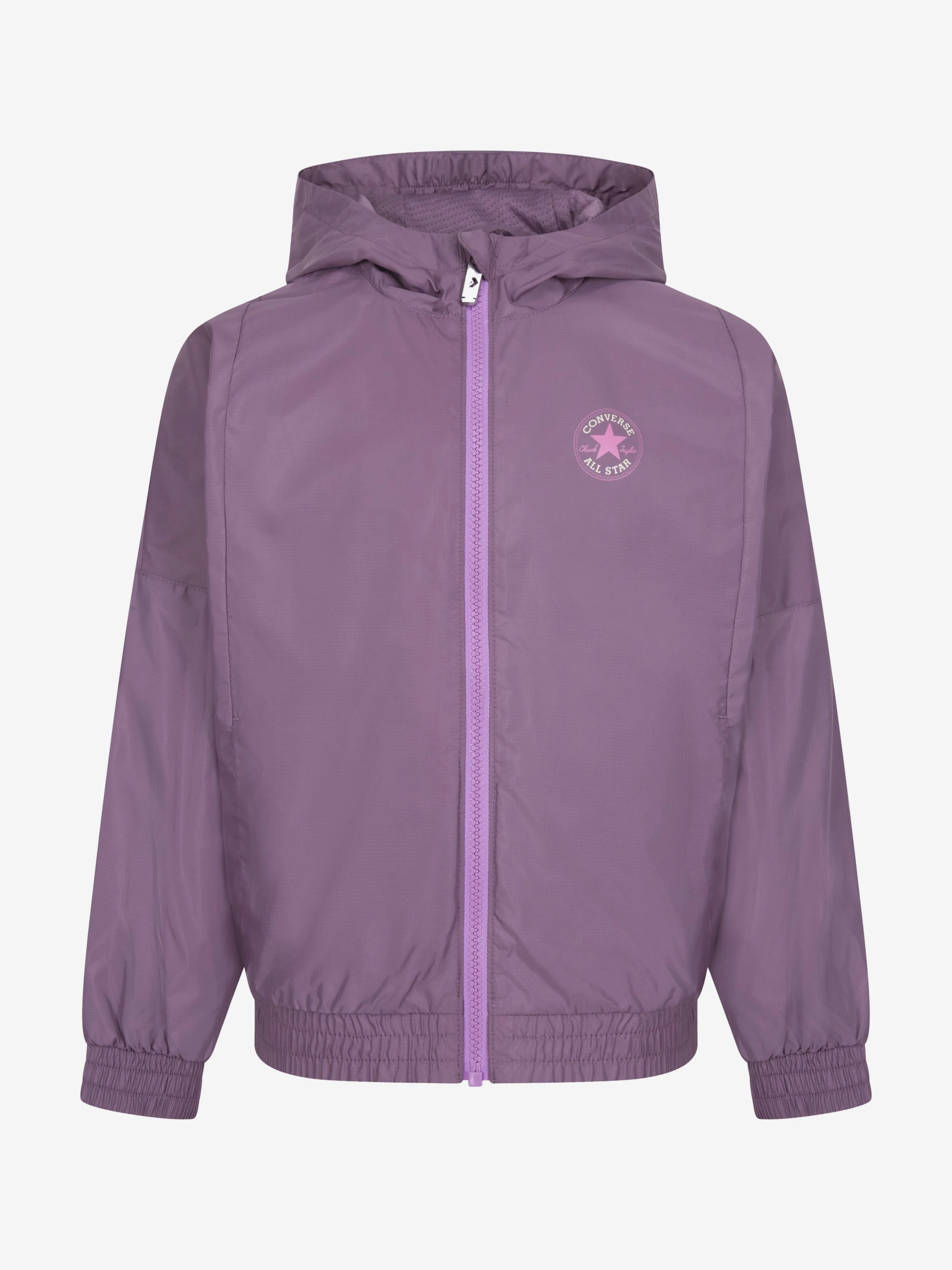 Converse Girls Hooded Zip Up Windbreaker in Purple