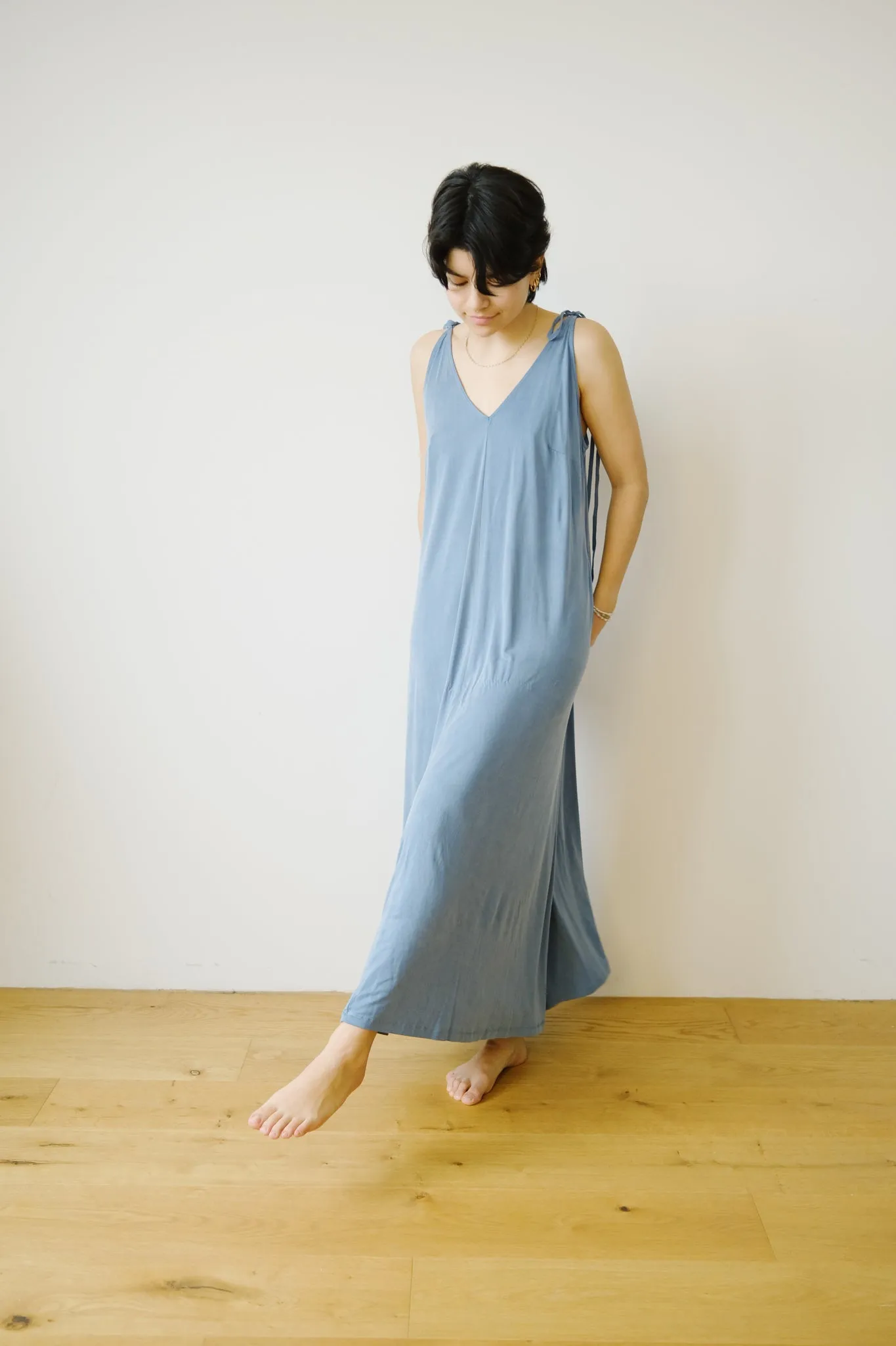 cupro maxi dress - blue