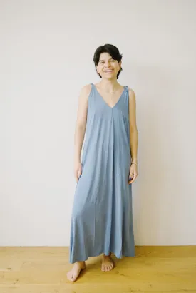 cupro maxi dress - blue