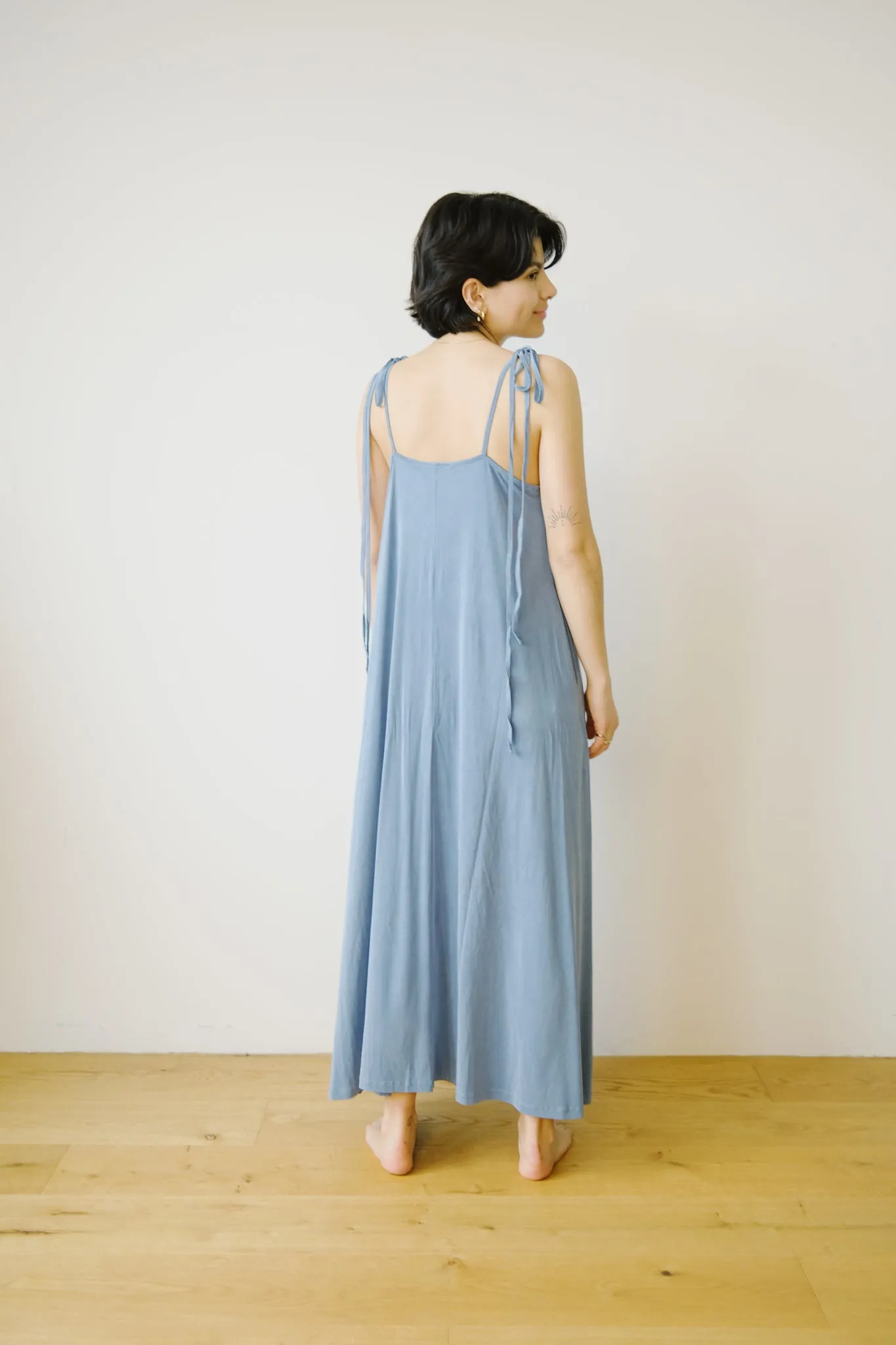 cupro maxi dress - blue